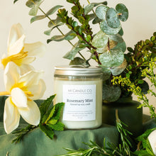 Load image into Gallery viewer, Rosemary Mint hand poured soy wax candle in clear jar