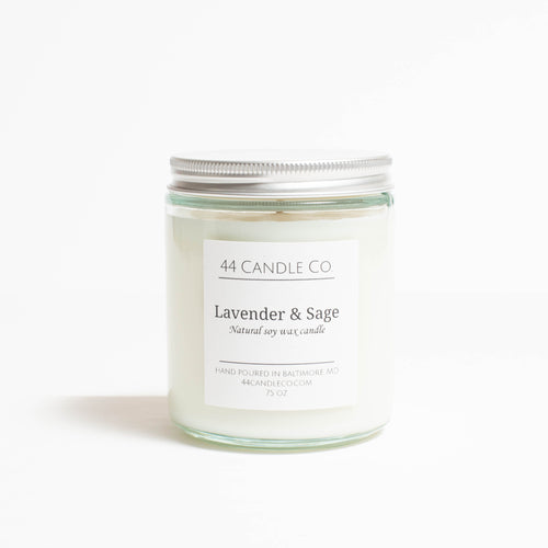 lavender and sage scented soy candle
